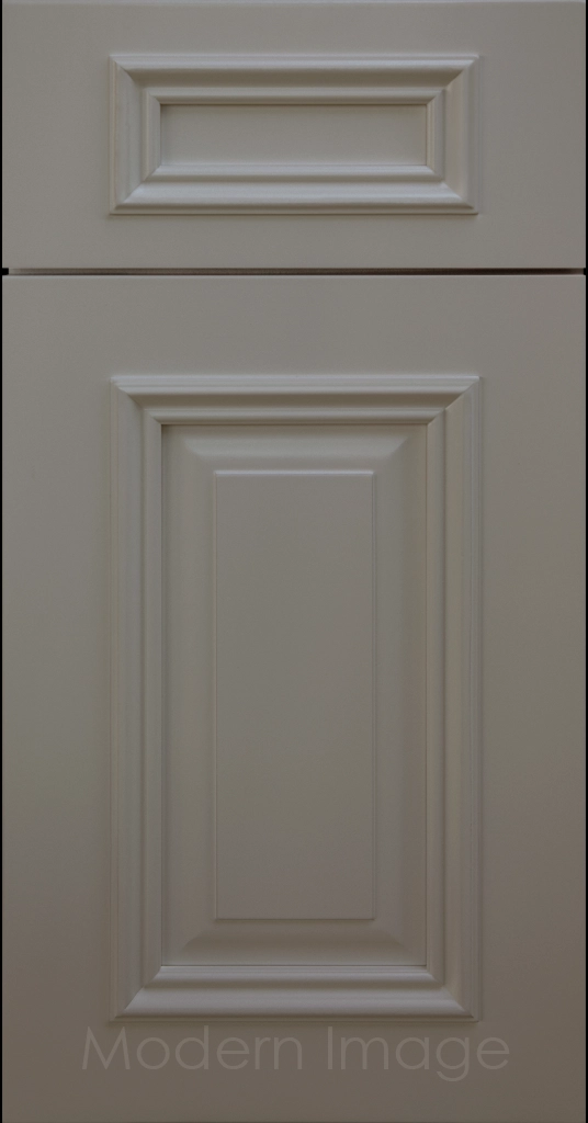 Heritage custom cabinets in a Gray finish with classic raised panel doors and modern flat slab drawers.